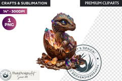 Cute Baby Dragon in a egg Clipart, dragon egg, Fantasy PNG Product Image 1