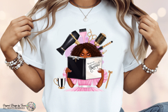Beautiful Hair Stylist PNG Black Woman Reading Book Design Product Image 7