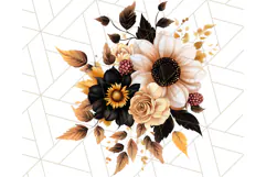Gothic Floral PNG, Dark Aesthetic Flowers Clipart Print Product Image 2