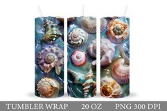 3D Seashell Tumbler Design. Seashell Tumbler Sublimation Product Image 1