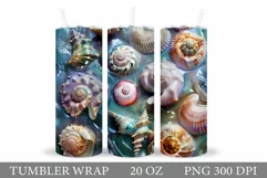 3D Seashell Tumbler Design. Seashell Tumbler Sublimation Product Image 1