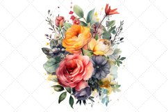 Watercolor Floral Bouquet Clipart Bundle, Transparent Product Image 6