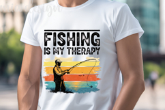 Fishing Is My Therapy PNG Vintage Sunset Fisher Sublimation Product Image 5
