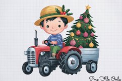 Cute Watercolor Christmas Farm Clipart Bundle PNG Product Image 7