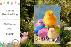 Welcome Garden Flag Design, Easter Chicks Garden Flag Product Image 1