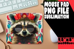 Mouse Pad: Colorful Raccoon with Flowers PNG Product Image 1