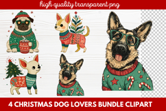 4 Christmas Dog Lovers Clipart | Festive Holiday Puppy PNG Product Image 1