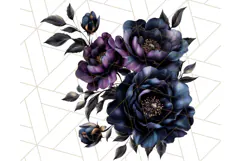 Gothic Floral PNG, Dark Aesthetic Flowers Clipart Print Product Image 2