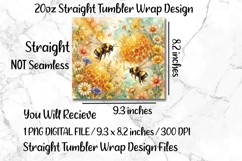 Bumble Bee 20 OZ Skinny Tumbler Wrap Sublimation Png. Product Image 5