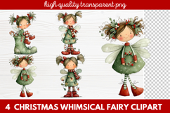 4 Christmas Whimsical Fairy Clipart | Cute Holiday Fairies Product Image 1