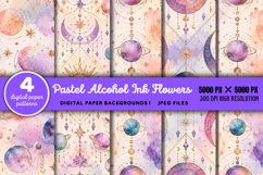 Pastel Alcohol Ink Flowers Backgrounds JPG Product Image 1