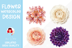 4 Watercolor Flower Heads Product Image 1