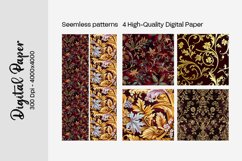 Burgundy Digital Papers | Floral Digital paper Product Image 1