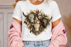 Boho Bull Skull Bundle PNG Design | Western Cow Skull Sublim Product Image 2