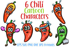 6 Chili Pepper Cartoon Characters Illustrations PNG SVG by Squeeb Creative