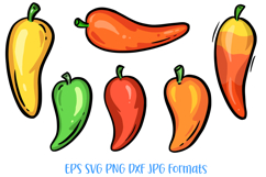 6 Chili Pepper Cartoon Illustrations PNG SVG Product Image 2