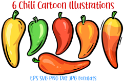 6 Chili Pepper Cartoon Illustrations PNG SVG by Squeeb Creative