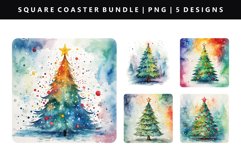 Watercolor Square Coaster Design | Square Coaster PNG Product Image 1