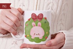 Christmas wreath watercolor and cozy winter animal kawaii Product Image 6