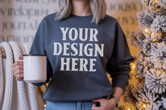 Comfort Colors 1566 Pepper Sweatshirt Mockup | Real Mod Product Image 1