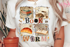 Boho Wildflower Bookworm Png, Bookish Png, Cottagecore Book Product Image 3