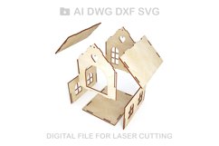 Dollhouse vector for CNC svg vector file, vector cut file Product Image 6