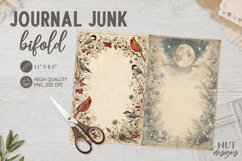 Vintage Christmas Journal junk Winter Birds snowy moon Product Image 1