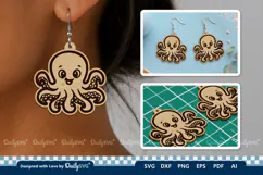 Cute Ocean Animal Earring SVG | Kawaii Sea Life Product Image 2