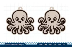 Cute Ocean Animal Earring SVG | Kawaii Sea Life Product Image 1