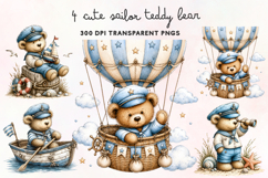 Cute Sailor Teddy Bear Clipart PNG Product Image 1