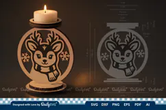 Cute Winter Animal Candle Holder SVG | Laser Cut Decor Product Image 3