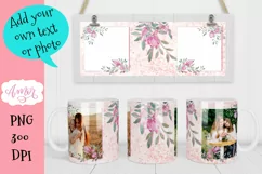Photo mug template for sublimation, pink floral mug wrap Product Image 1