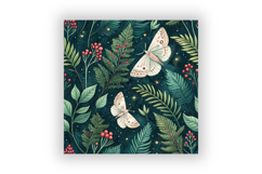 Magical Forest Moth Seamless Pattern, Evergreen Botanical Product Image 6