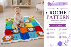 Monkey Square Baby Blanket Crochet Pattern PDF Product Image 1