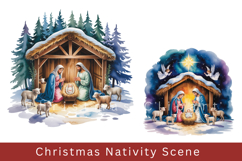 Christmas Nativity Scene Clipart, watercolor Nativity bundle Product Image 6