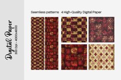 Burgundy Digital Papers | Floral Digital paper Product Image 1