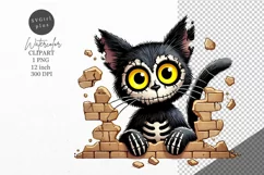 Halloween clipart, Cat zombie clipart, Autumn clipart Product Image 1