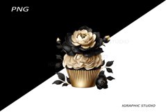 Floral Cupcake Clipart, Peony Product Image 1