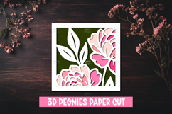 3D Layered Peony Flower Paper Cut SVG Design Product Image 1