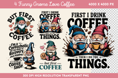 Funny Gnome Love Coffee Sublimation PNG Product Image 5