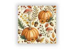 Cottagecore Pumpkin Patch Digital Paper, Seamless Watercolor Product Image 6