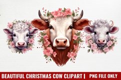 Beautiful Christmas Cow Clipart Product Image 1