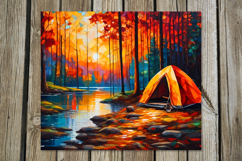 Tent in forest | 8 summer tumbler Sublimation designs Product Image 6
