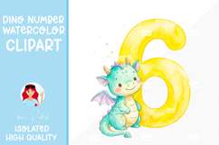 Dinosaur Number 1-9 Watercolor Clipart, Baby nursery design Product Image 8