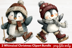 2 Whimsical Christmas Clipart | Cute Festive Holiday PNG Product Image 1