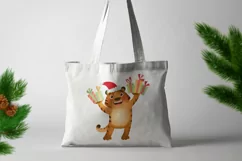 Funny Christmas Santa Tiger, New Year 2022 clipart Product Image 5