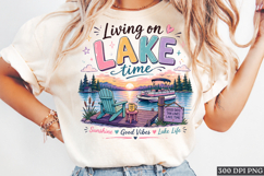 Living on Lake Time Retro Summer Lake Life PNG Design Product Image 1