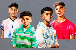 Mixed-race teenage boys clipart 28 PNG Product Image 5