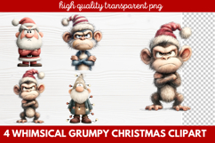 4 Whimsical Grumpy Christmas Clipart | Funny Grumpy Holiday Product Image 1