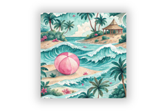 Beachy Seamless Patterns Digital Paper, Watercolor Tropical Product Image 6